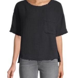 Free People Palo Alto Cotton Top Black Size L
